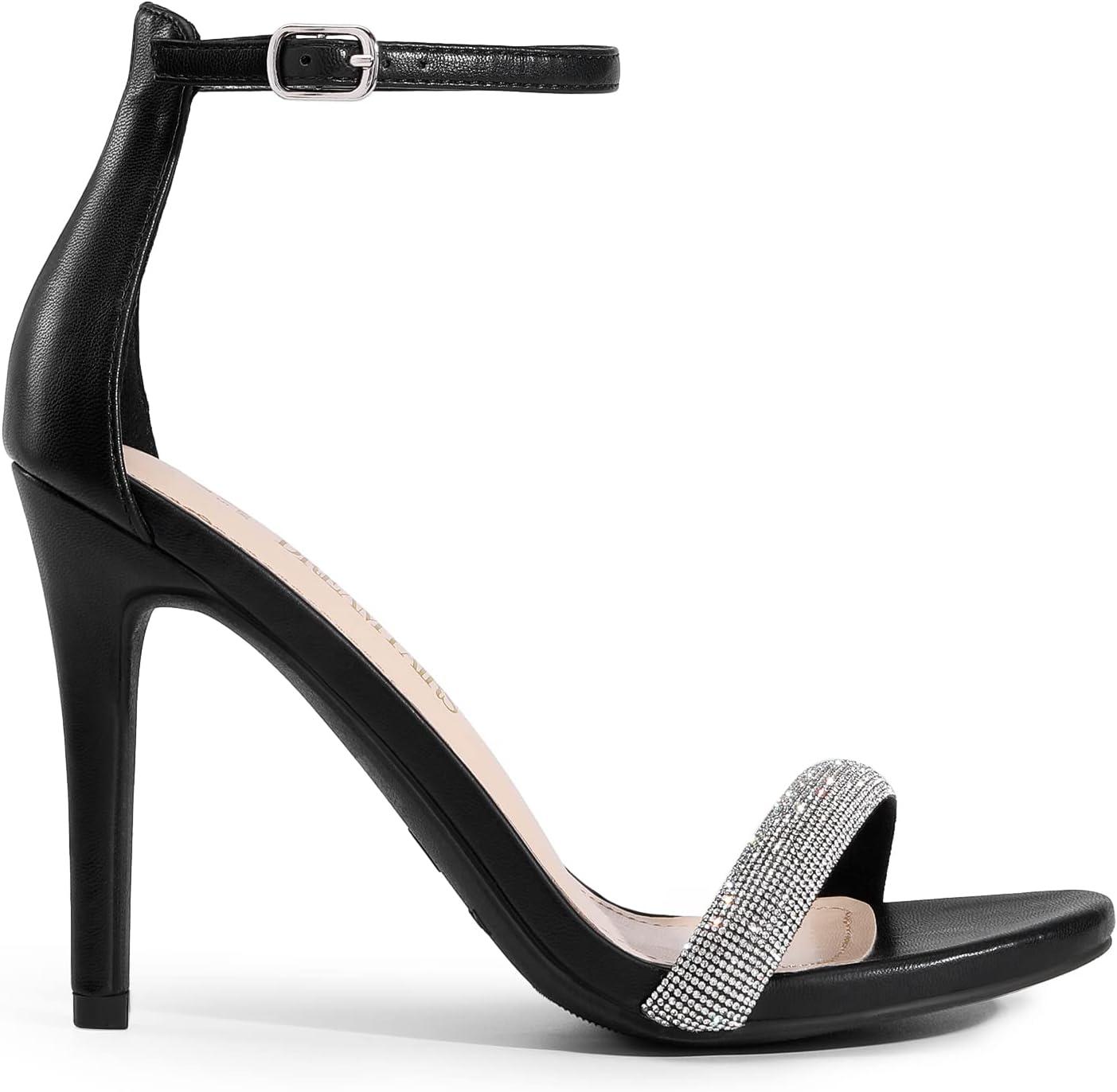 imageDREAM PAIRS Womens High Heels Flower Ankle Strap Stilettos Round Open Toe Dressy Sexy SandalsBlackrhinestone