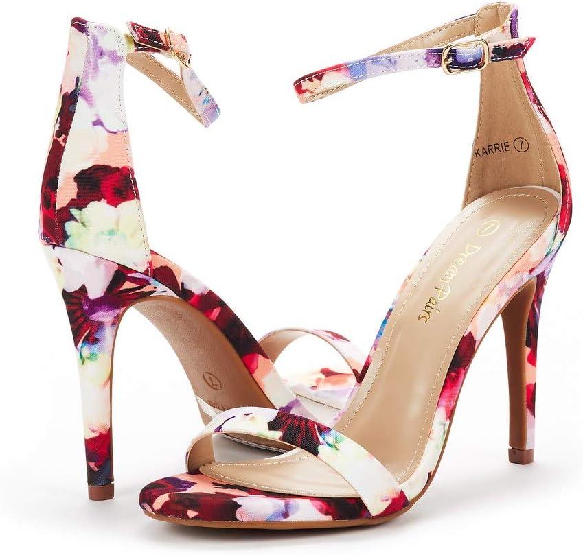 imageDREAM PAIRS Womens High Heels Flower Ankle Strap Stilettos Round Open Toe Dressy Sexy SandalsFloral
