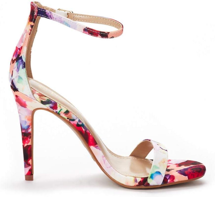 imageDREAM PAIRS Womens High Heels Flower Ankle Strap Stilettos Round Open Toe Dressy Sexy SandalsFloral