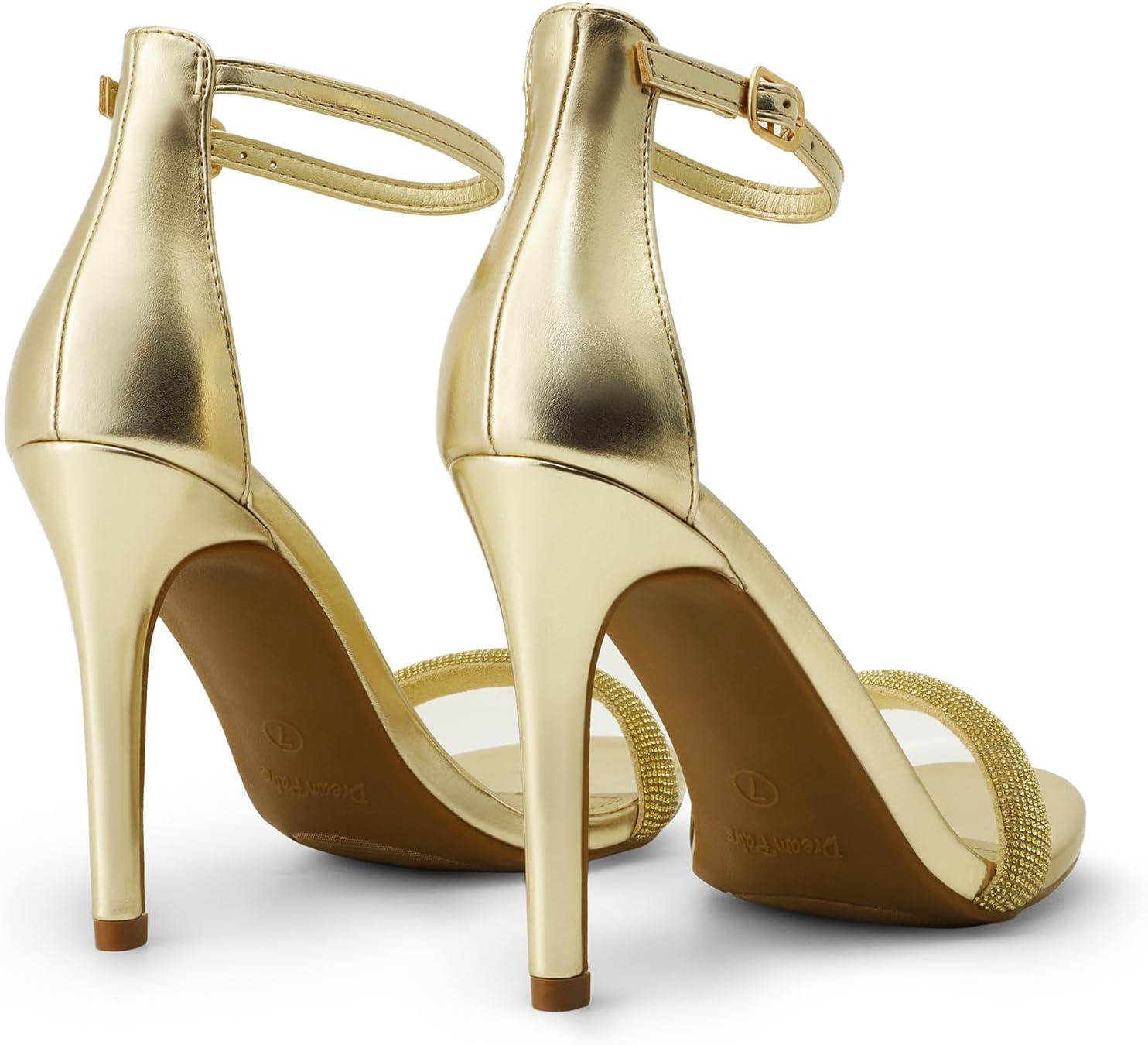 imageDREAM PAIRS Womens High Heels Flower Ankle Strap Stilettos Round Open Toe Dressy Sexy SandalsGoldrhinestone