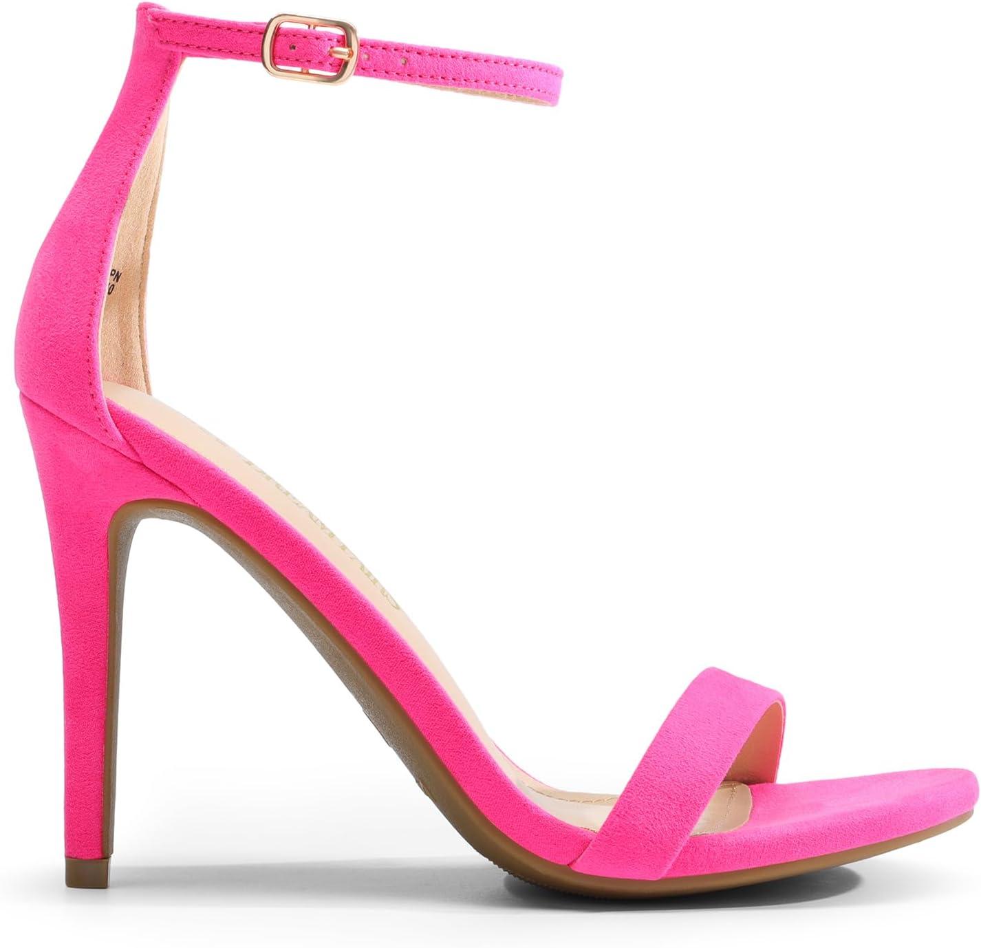 imageDREAM PAIRS Womens High Heels Flower Ankle Strap Stilettos Round Open Toe Dressy Sexy SandalsHot Pinksuede