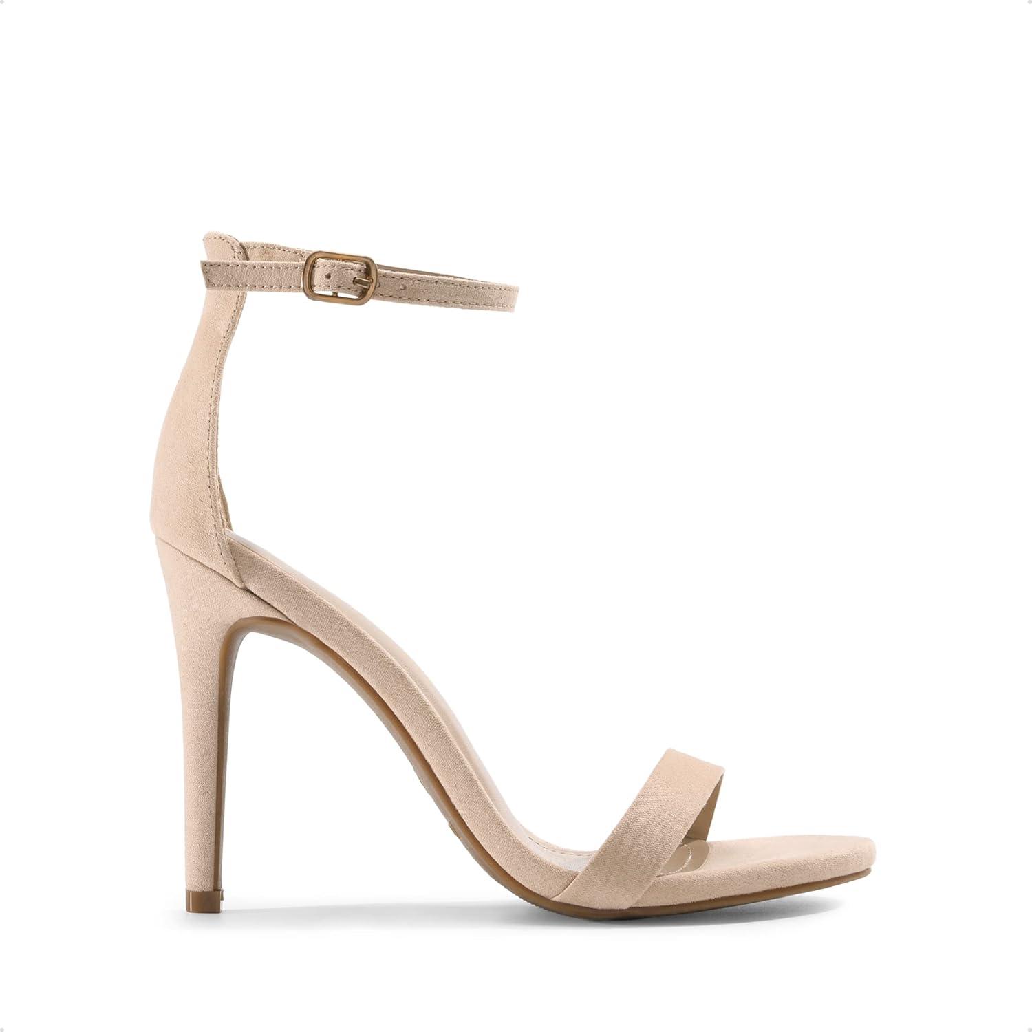 imageDREAM PAIRS Womens High Heels Flower Ankle Strap Stilettos Round Open Toe Dressy Sexy SandalsNude