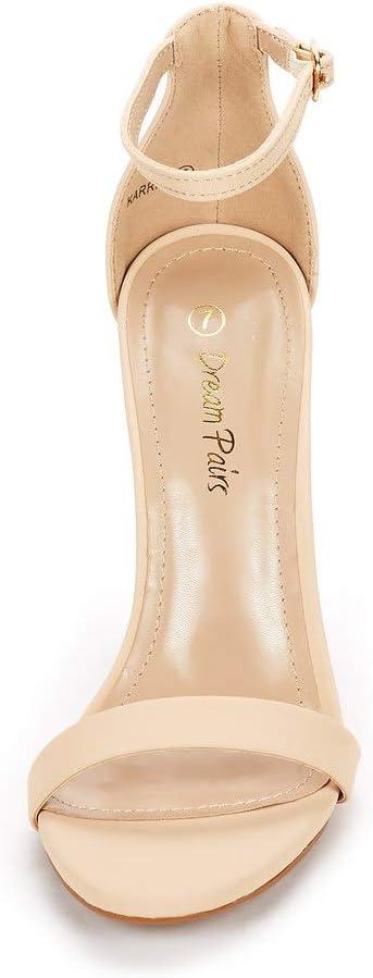 imageDREAM PAIRS Womens High Heels Flower Ankle Strap Stilettos Round Open Toe Dressy Sexy SandalsNudeNubuck