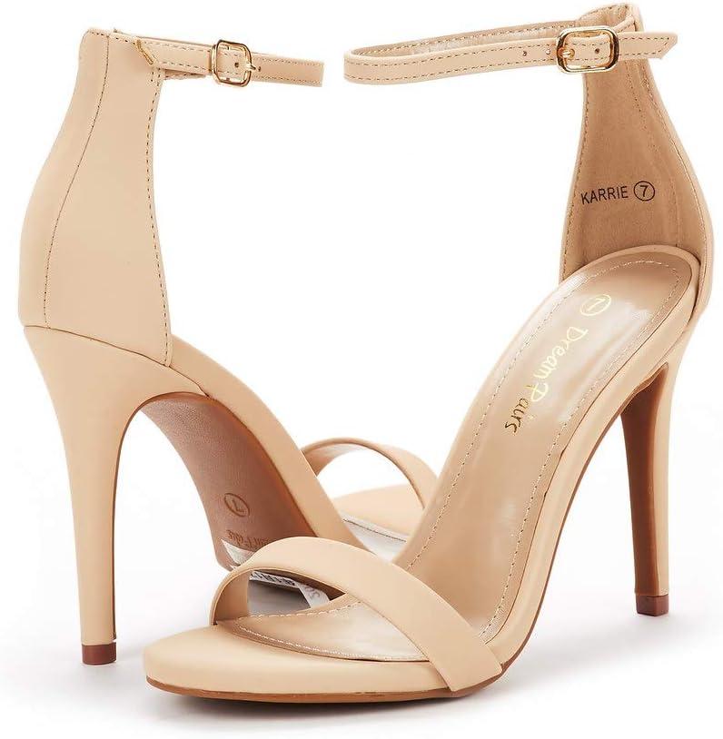 imageDREAM PAIRS Womens High Heels Flower Ankle Strap Stilettos Round Open Toe Dressy Sexy SandalsNudeNubuck
