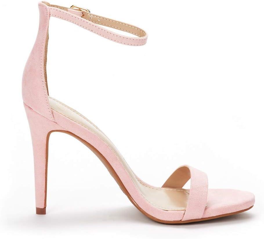 imageDREAM PAIRS Womens High Heels Flower Ankle Strap Stilettos Round Open Toe Dressy Sexy SandalsPink