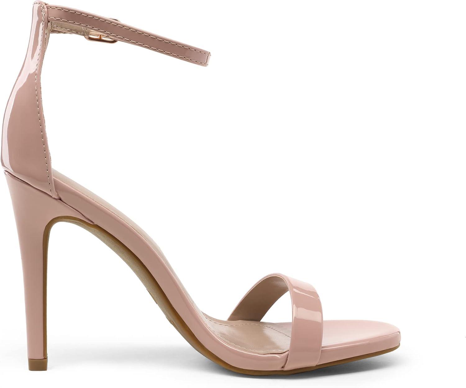 imageDREAM PAIRS Womens High Heels Flower Ankle Strap Stilettos Round Open Toe Dressy Sexy SandalsPinkPat