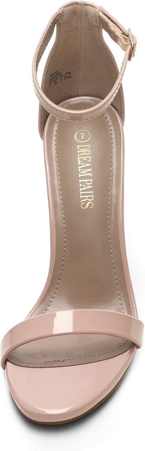 imageDREAM PAIRS Womens High Heels Flower Ankle Strap Stilettos Round Open Toe Dressy Sexy SandalsPinkPat