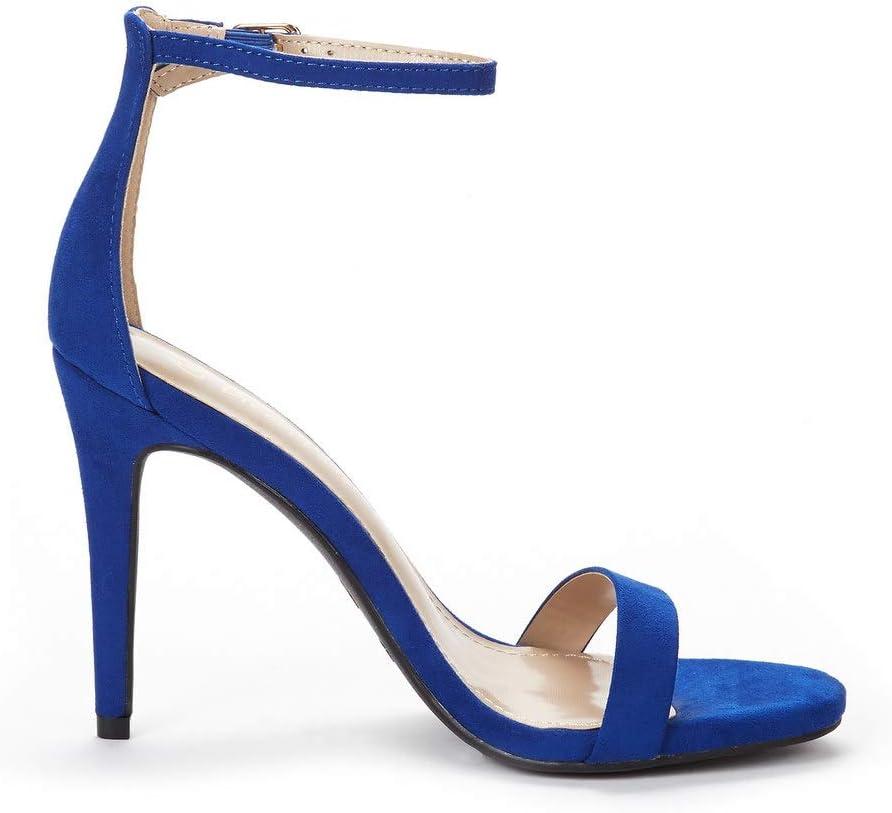 imageDREAM PAIRS Womens High Heels Flower Ankle Strap Stilettos Round Open Toe Dressy Sexy SandalsRoyalBlue
