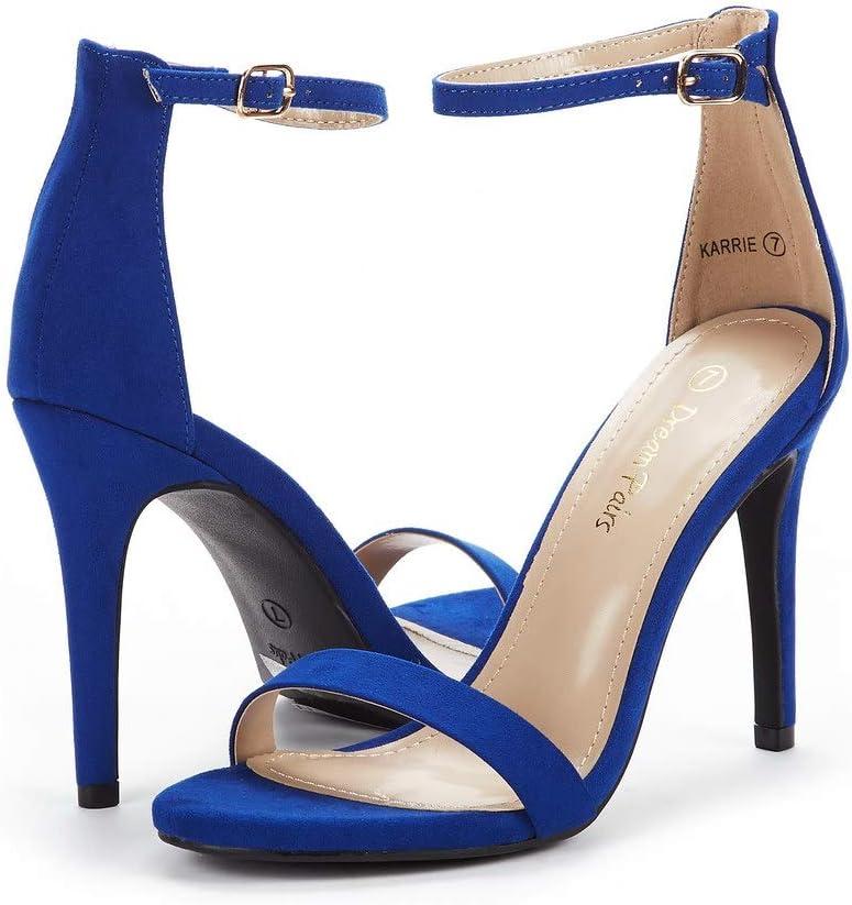 imageDREAM PAIRS Womens High Heels Flower Ankle Strap Stilettos Round Open Toe Dressy Sexy SandalsRoyalBlue