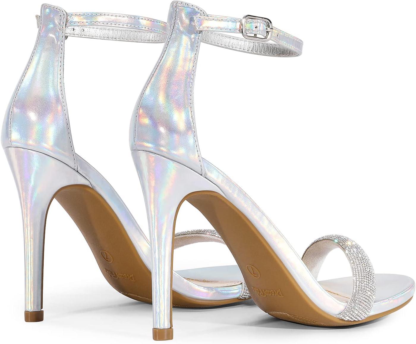 imageDREAM PAIRS Womens High Heels Flower Ankle Strap Stilettos Round Open Toe Dressy Sexy SandalsSilverrhinestone