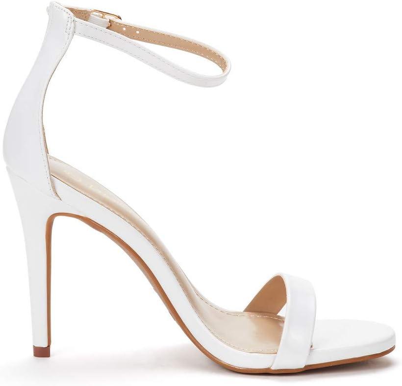 imageDREAM PAIRS Womens High Heels Flower Ankle Strap Stilettos Round Open Toe Dressy Sexy SandalsWhitePat
