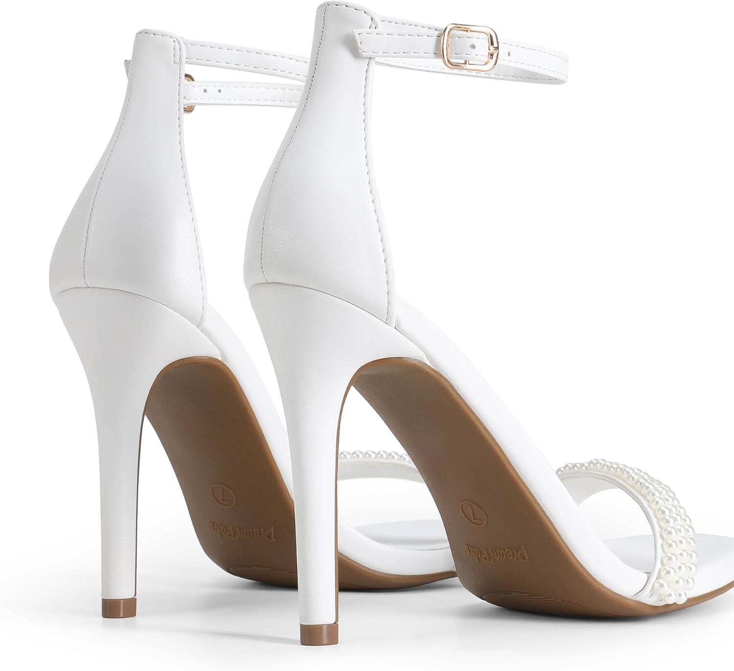 imageDREAM PAIRS Womens High Heels Flower Ankle Strap Stilettos Round Open Toe Dressy Sexy SandalsWhitepearl