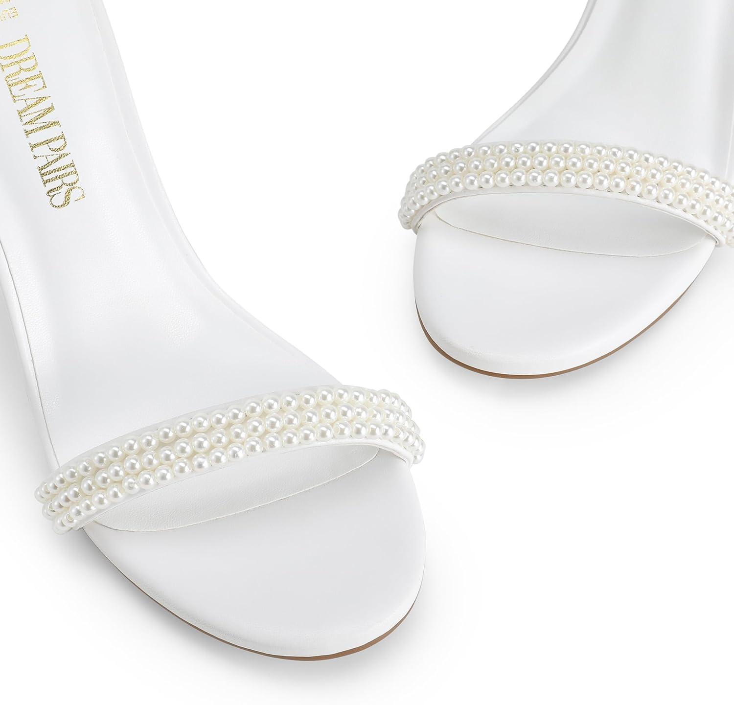 imageDREAM PAIRS Womens High Heels Flower Ankle Strap Stilettos Round Open Toe Dressy Sexy SandalsWhitepearl