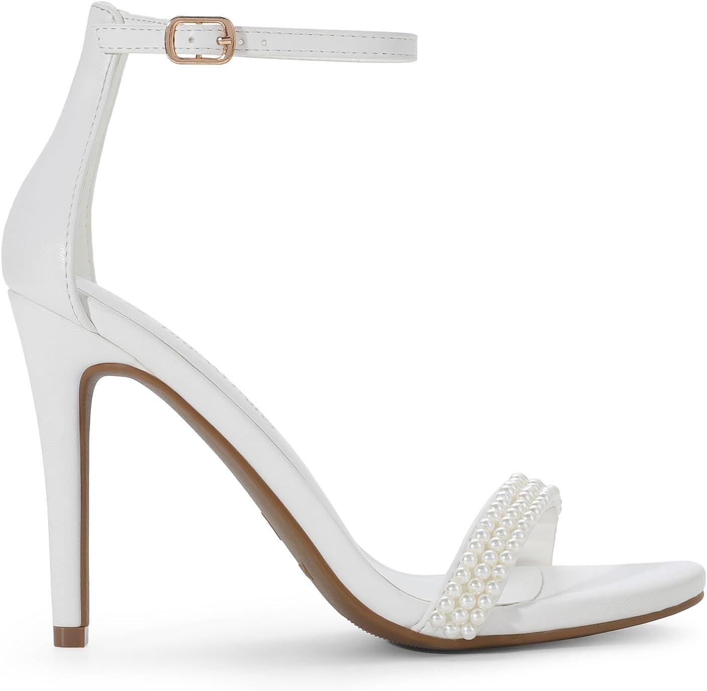 imageDREAM PAIRS Womens High Heels Flower Ankle Strap Stilettos Round Open Toe Dressy Sexy SandalsWhitepearl