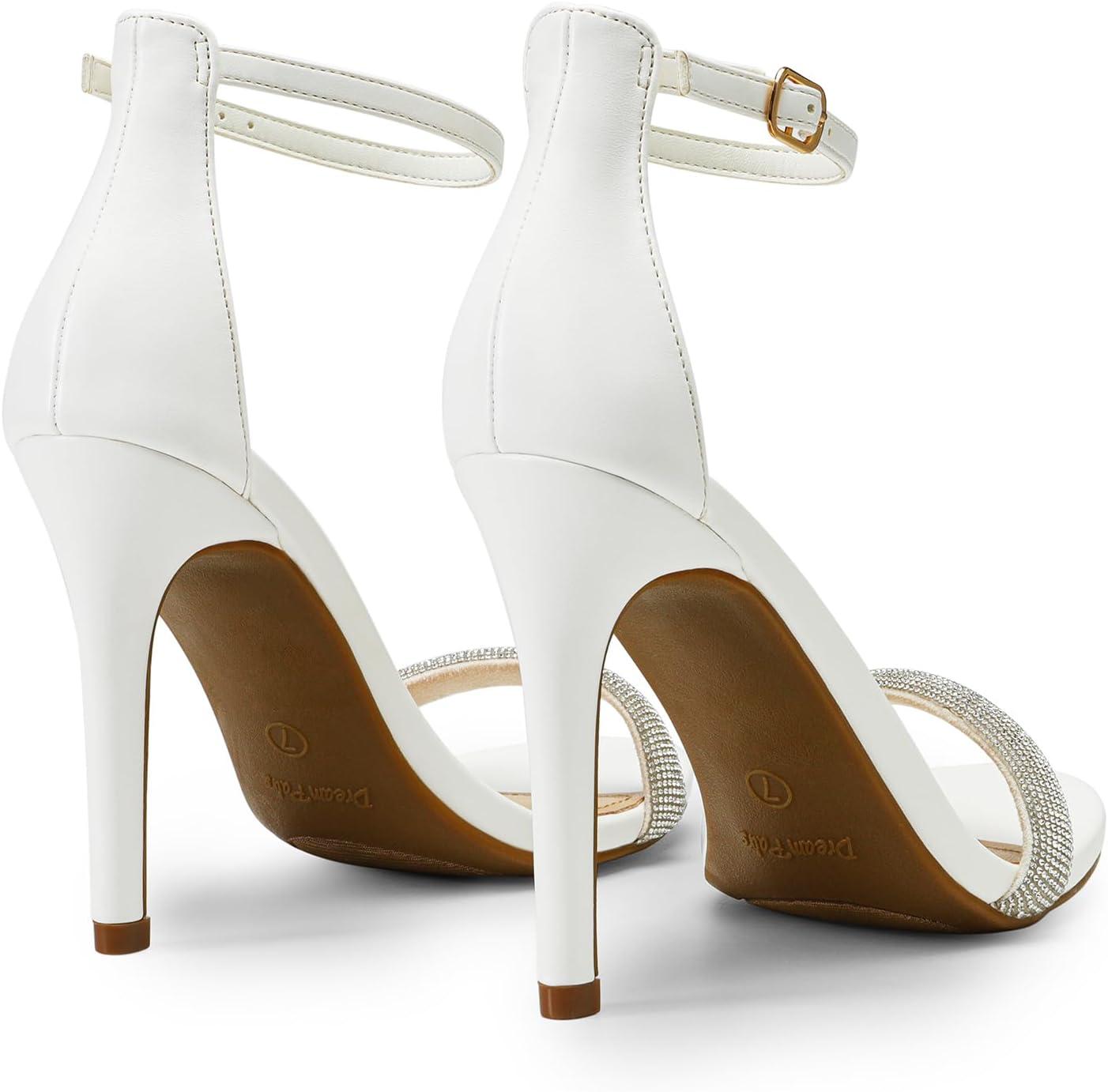 imageDREAM PAIRS Womens High Heels Flower Ankle Strap Stilettos Round Open Toe Dressy Sexy SandalsWhiterhinestone