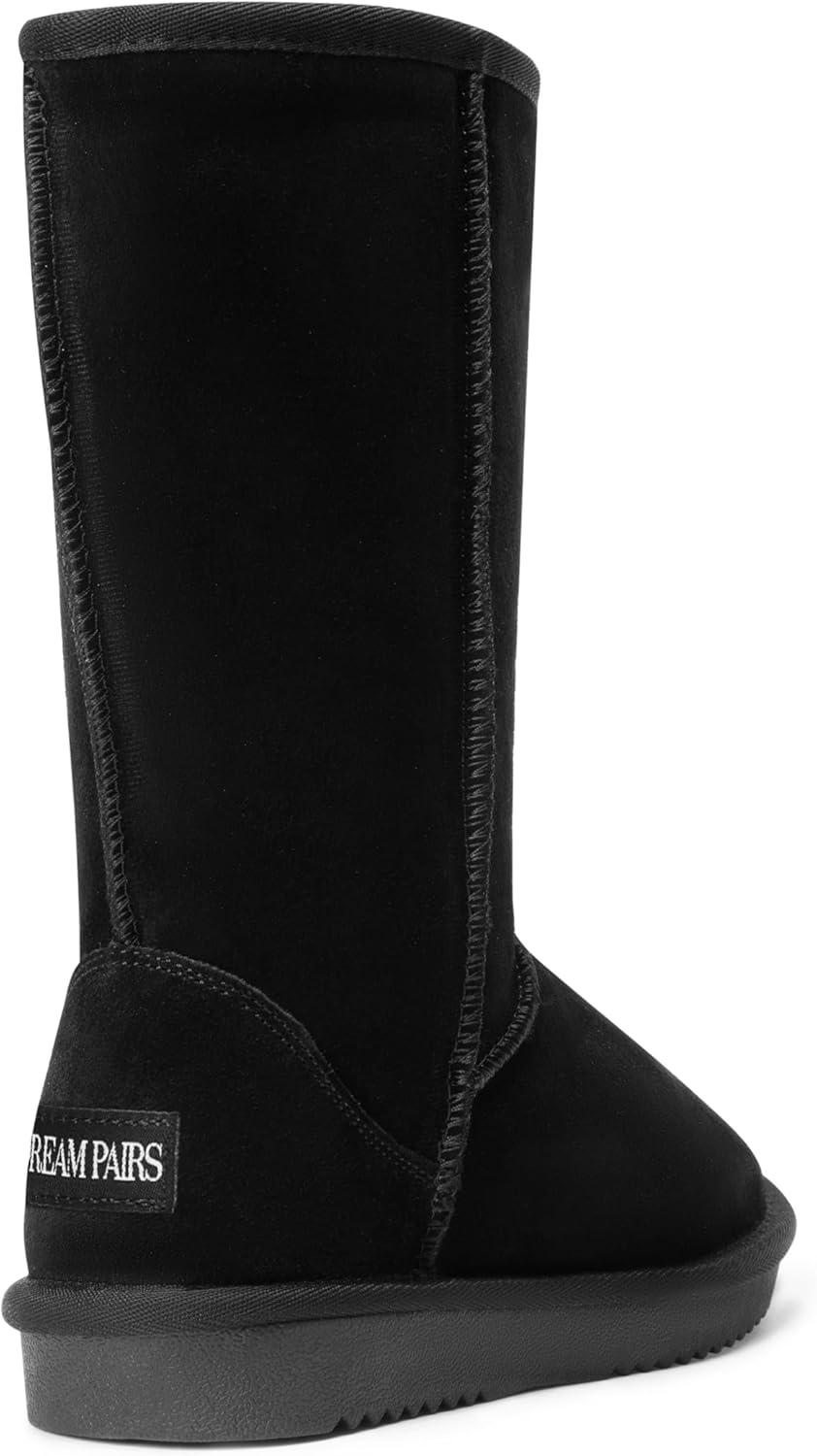 imageDREAM PAIRS Womens Hightop Winter Snow Boots Faux Fur Lining Pull on Warm Comfortable Outdoor Booties Shoes for Women FuzzyClassicBlack