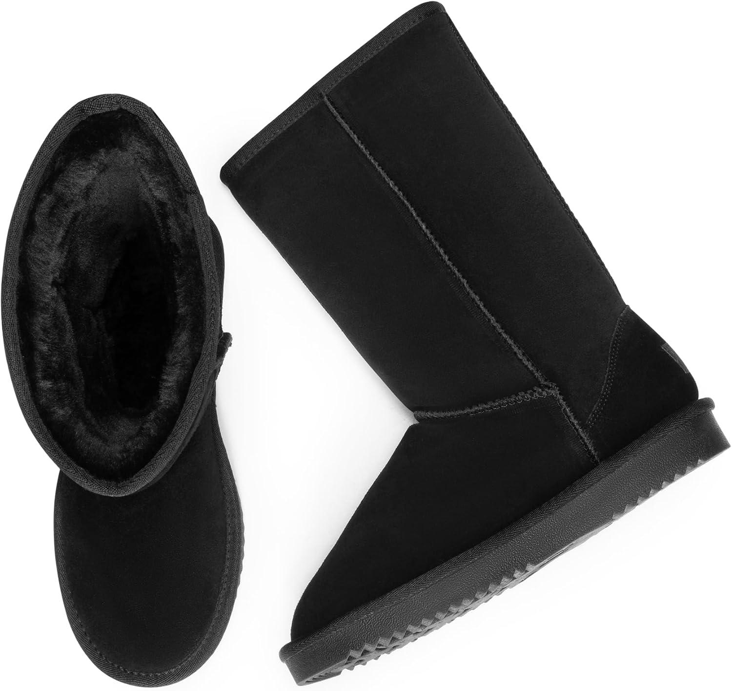 imageDREAM PAIRS Womens Hightop Winter Snow Boots Faux Fur Lining Pull on Warm Comfortable Outdoor Booties Shoes for Women FuzzyClassicBlack