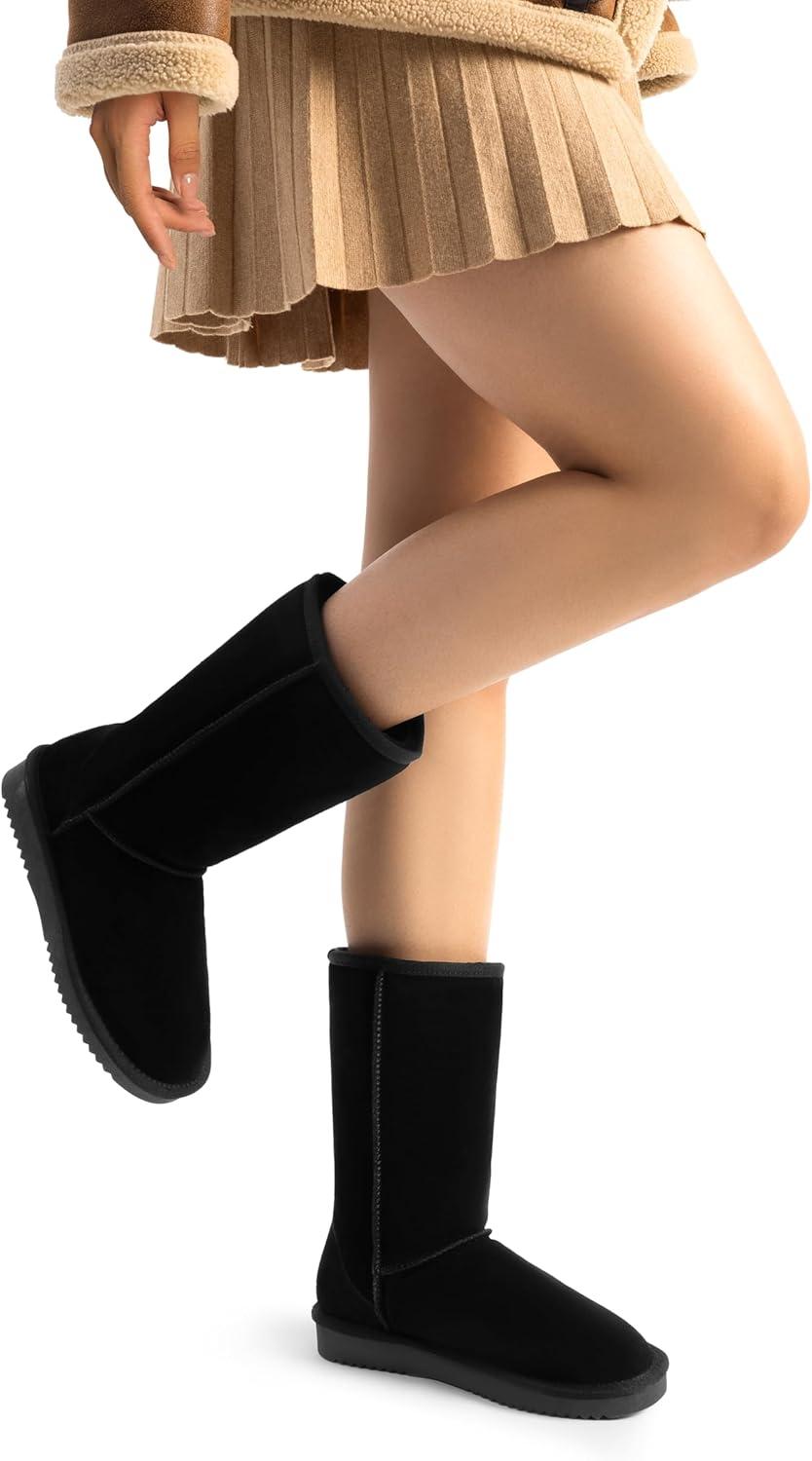 imageDREAM PAIRS Womens Hightop Winter Snow Boots Faux Fur Lining Pull on Warm Comfortable Outdoor Booties Shoes for Women FuzzyClassicBlack