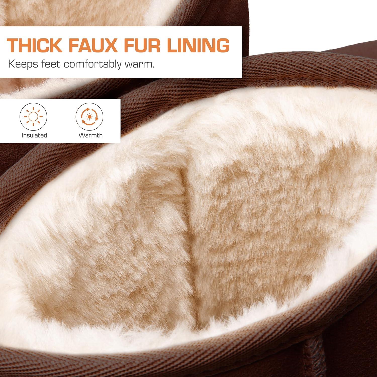 imageDREAM PAIRS Womens Hightop Winter Snow Boots Faux Fur Lining Pull on Warm Comfortable Outdoor Booties Shoes for Women FuzzyClassicBrown