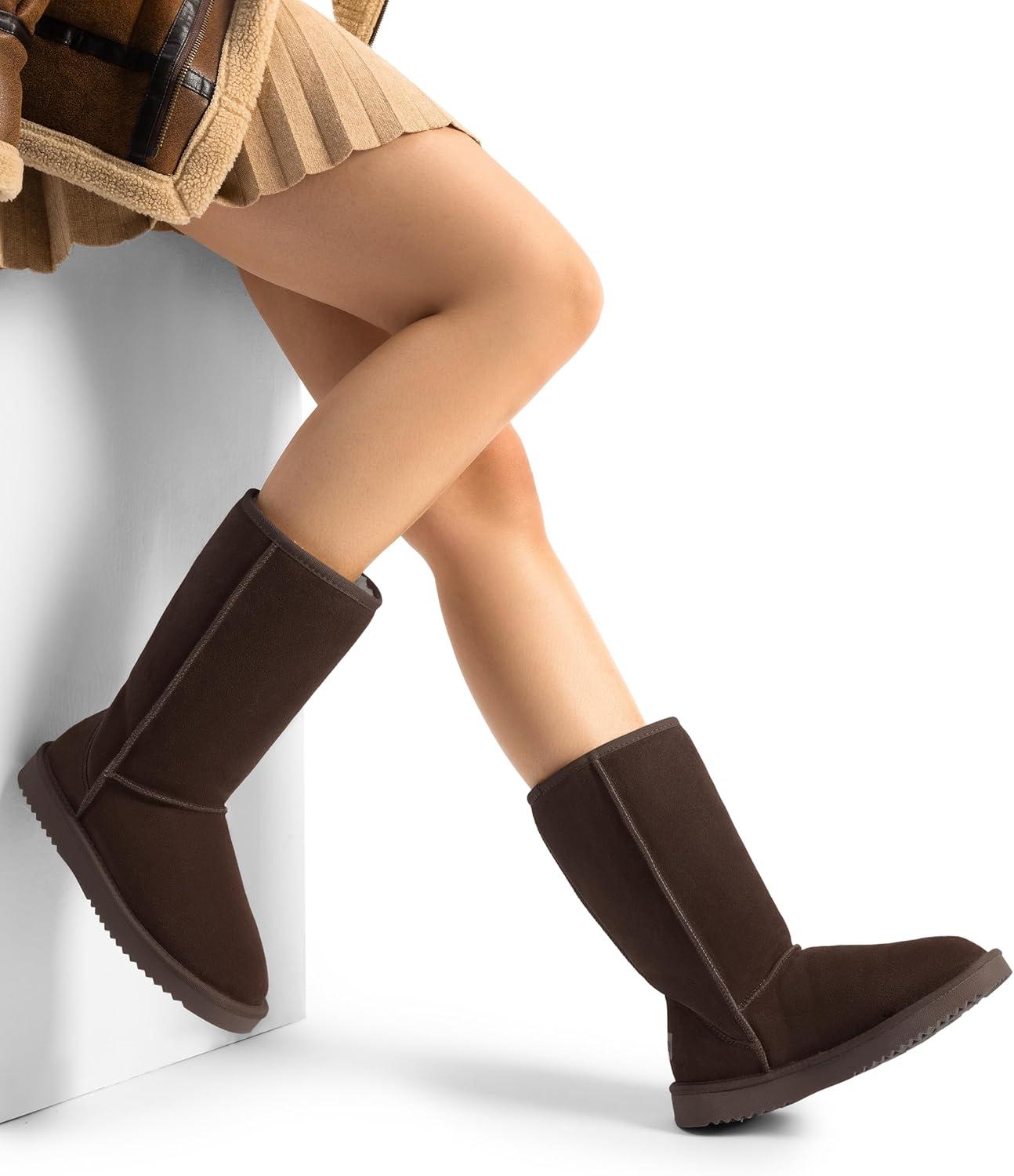 imageDREAM PAIRS Womens Hightop Winter Snow Boots Faux Fur Lining Pull on Warm Comfortable Outdoor Booties Shoes for Women FuzzyClassicBrown