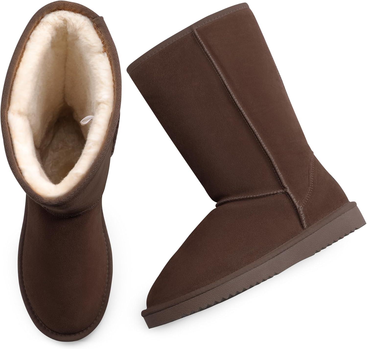 imageDREAM PAIRS Womens Hightop Winter Snow Boots Faux Fur Lining Pull on Warm Comfortable Outdoor Booties Shoes for Women FuzzyClassicBrown