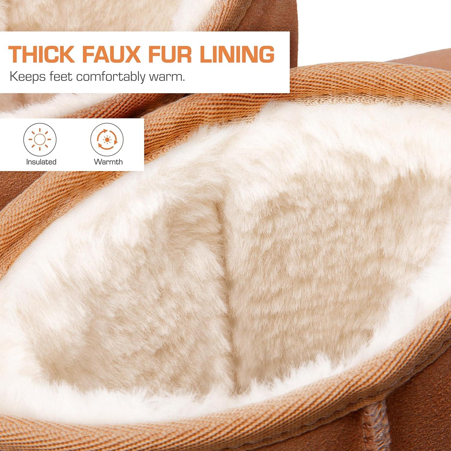 imageDREAM PAIRS Womens Hightop Winter Snow Boots Faux Fur Lining Pull on Warm Comfortable Outdoor Booties Shoes for Women FuzzyClassicChesnut