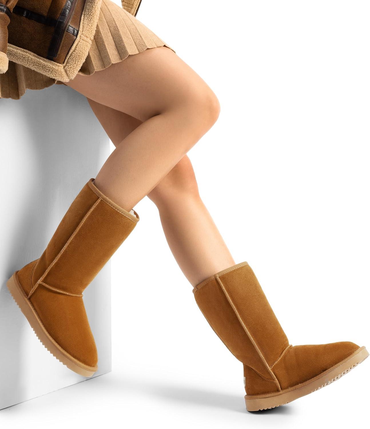 imageDREAM PAIRS Womens Hightop Winter Snow Boots Faux Fur Lining Pull on Warm Comfortable Outdoor Booties Shoes for Women FuzzyClassicChesnut