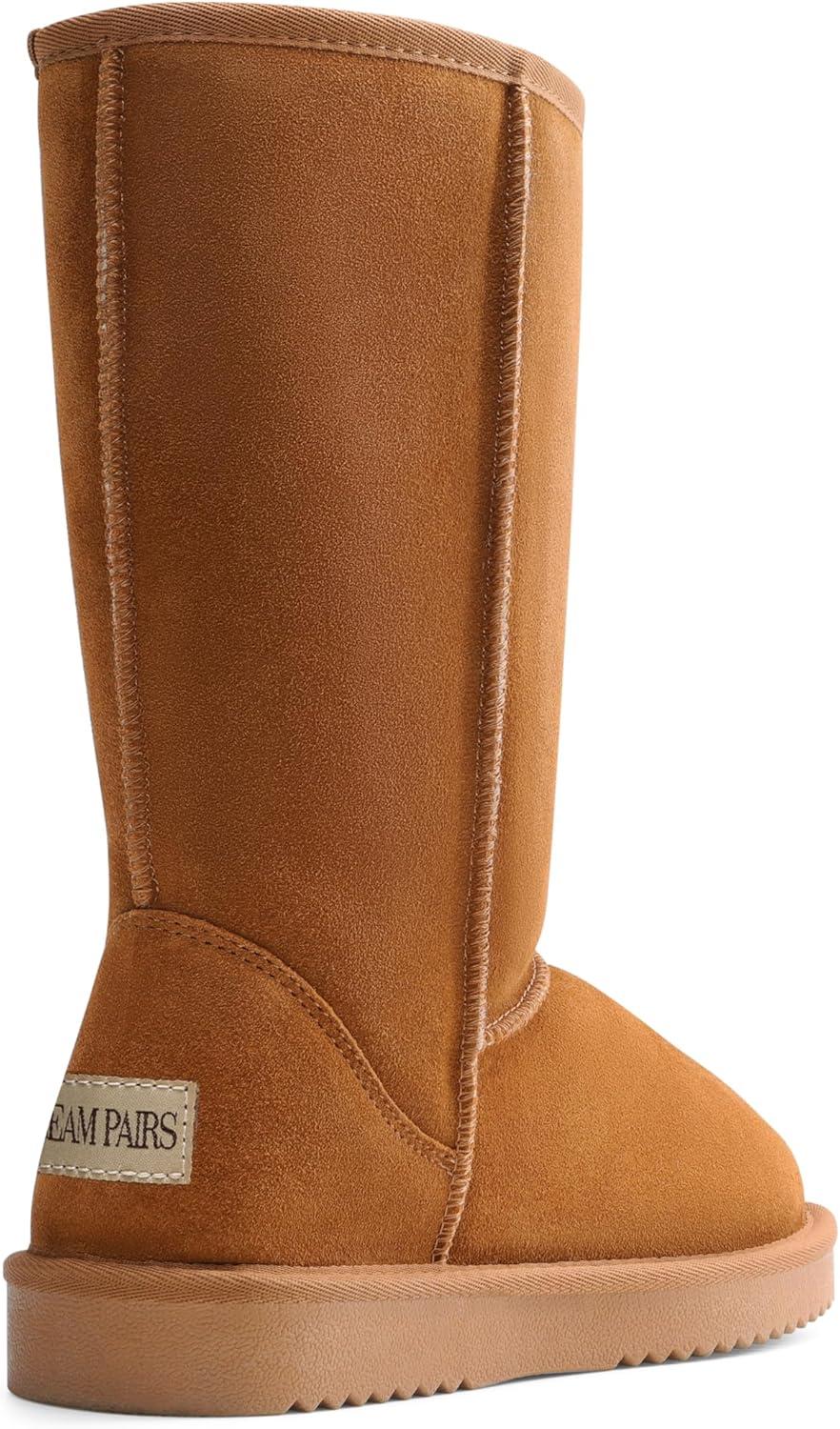 imageDREAM PAIRS Womens Hightop Winter Snow Boots Faux Fur Lining Pull on Warm Comfortable Outdoor Booties Shoes for Women FuzzyClassicChesnut