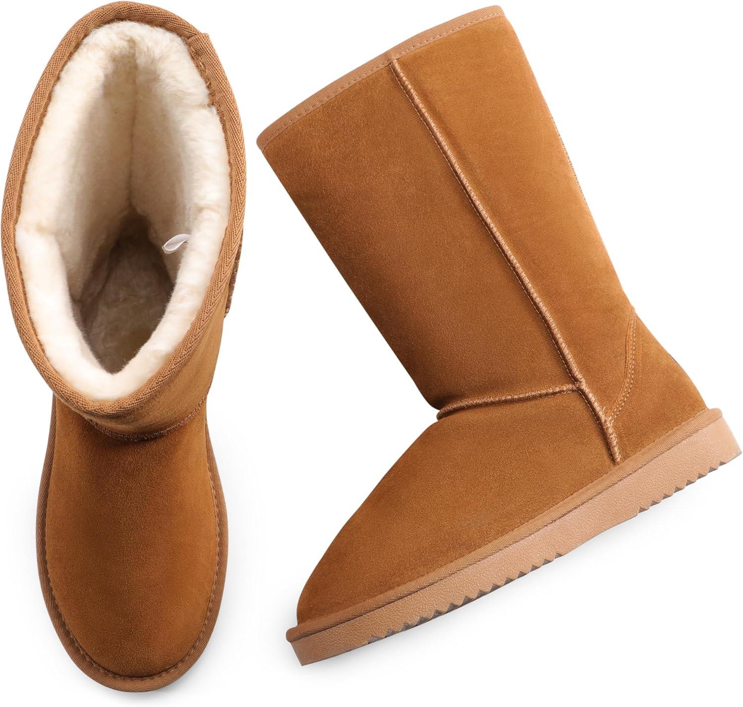 imageDREAM PAIRS Womens Hightop Winter Snow Boots Faux Fur Lining Pull on Warm Comfortable Outdoor Booties Shoes for Women FuzzyClassicChesnut