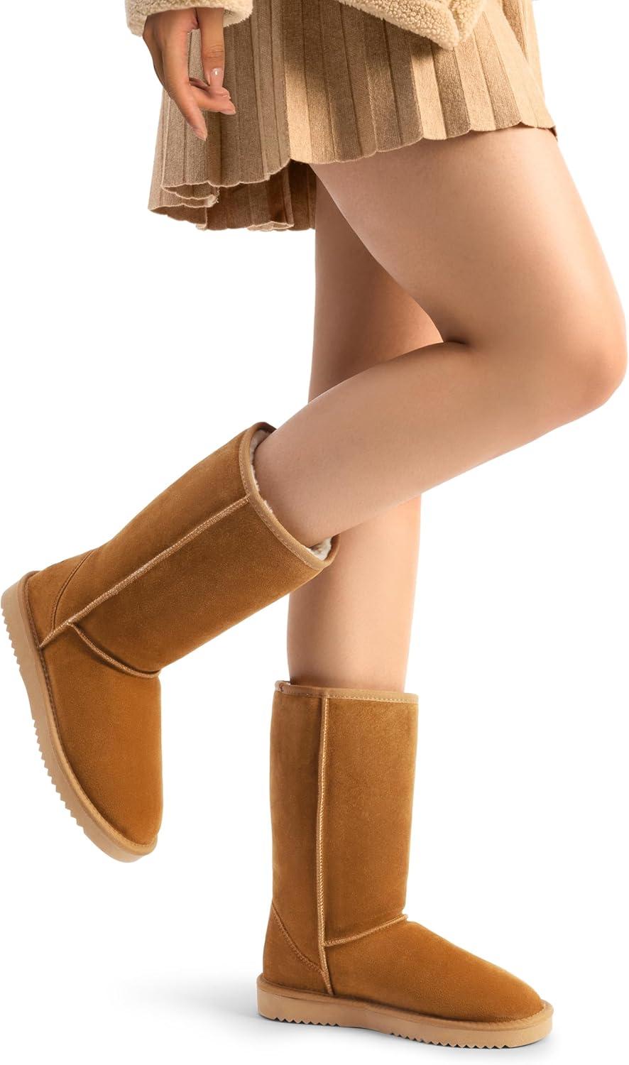 imageDREAM PAIRS Womens Hightop Winter Snow Boots Faux Fur Lining Pull on Warm Comfortable Outdoor Booties Shoes for Women FuzzyClassicChesnut