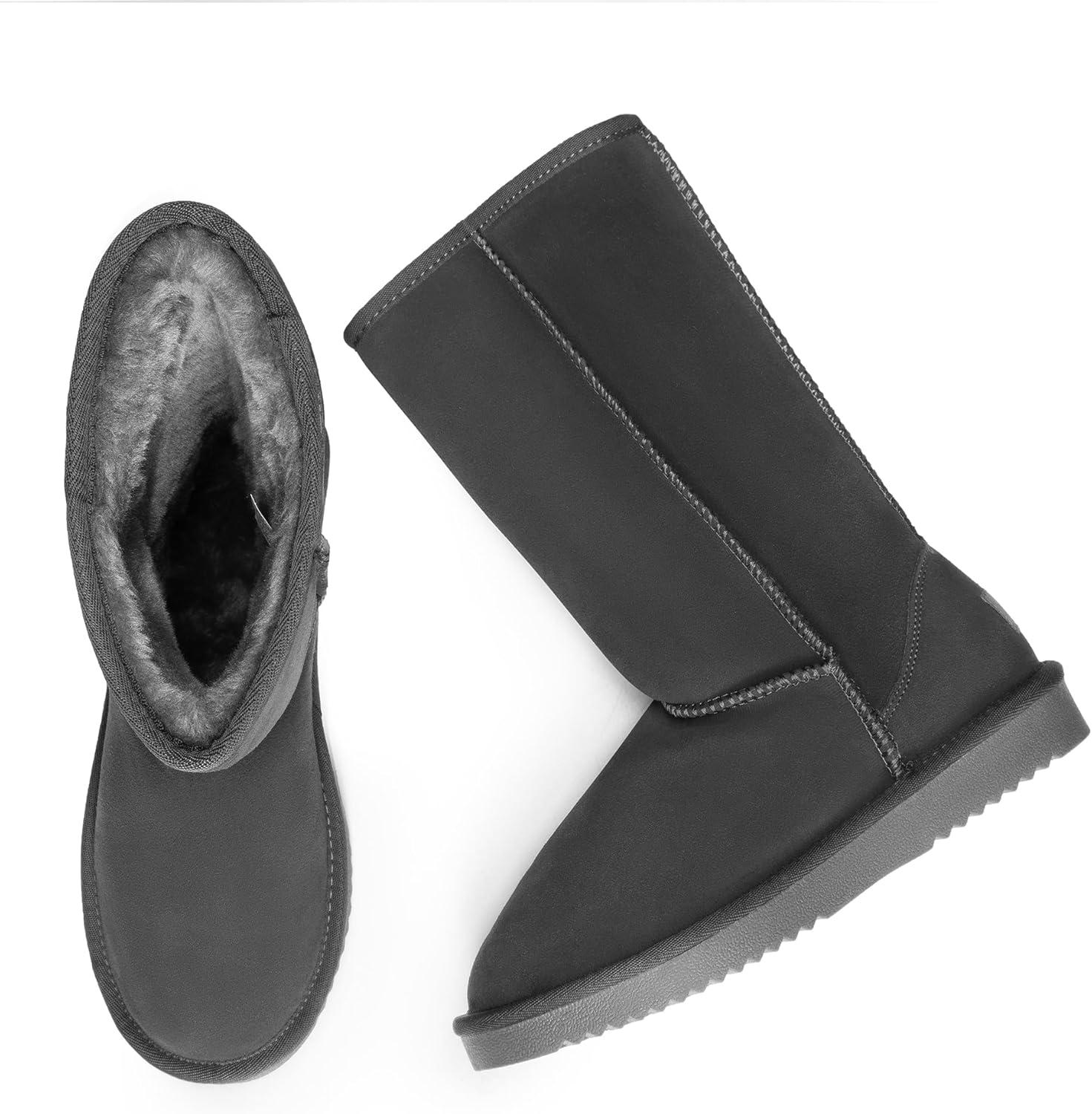 imageDREAM PAIRS Womens Hightop Winter Snow Boots Faux Fur Lining Pull on Warm Comfortable Outdoor Booties Shoes for Women FuzzyClassicGrey