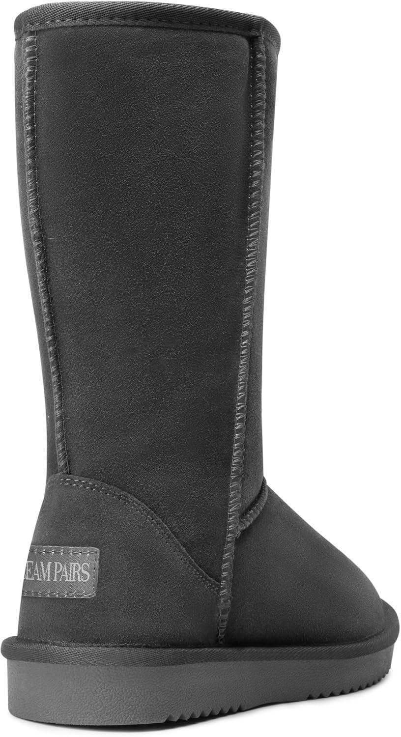 imageDREAM PAIRS Womens Hightop Winter Snow Boots Faux Fur Lining Pull on Warm Comfortable Outdoor Booties Shoes for Women FuzzyClassicGrey