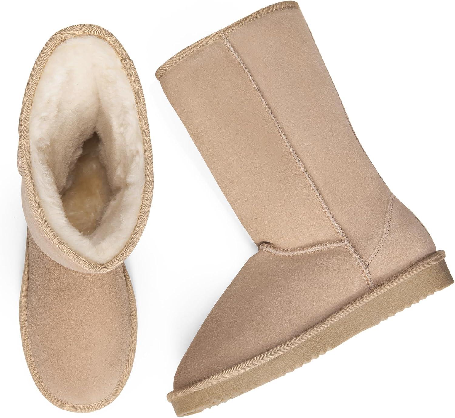 imageDREAM PAIRS Womens Hightop Winter Snow Boots Faux Fur Lining Pull on Warm Comfortable Outdoor Booties Shoes for Women FuzzyClassicSand