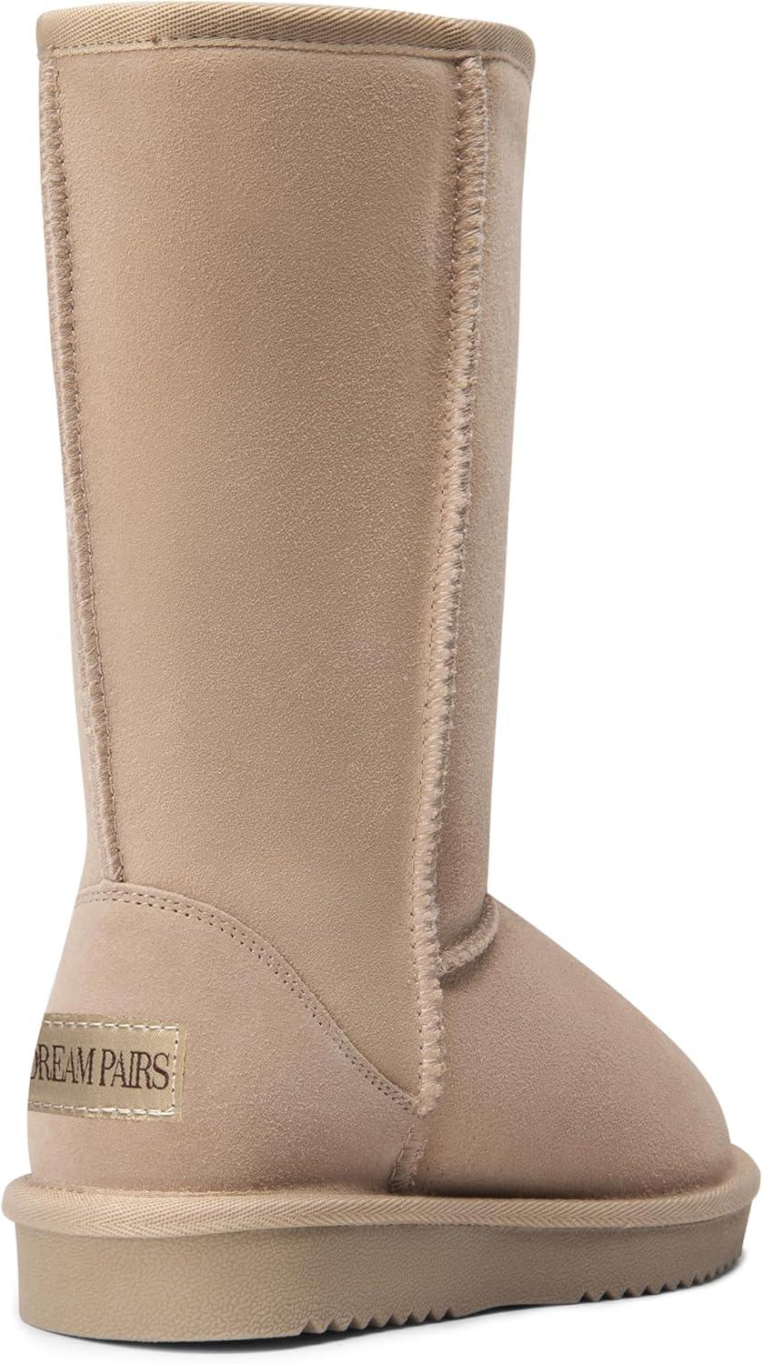 imageDREAM PAIRS Womens Hightop Winter Snow Boots Faux Fur Lining Pull on Warm Comfortable Outdoor Booties Shoes for Women FuzzyClassicSand