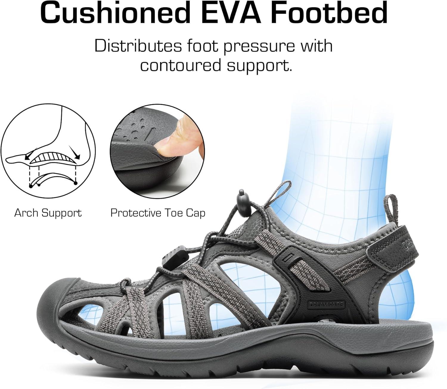 imageDREAM PAIRS Womens Hiking Sandals Adventurous Summer Sports Shoes OutdoorBlackDark Grey