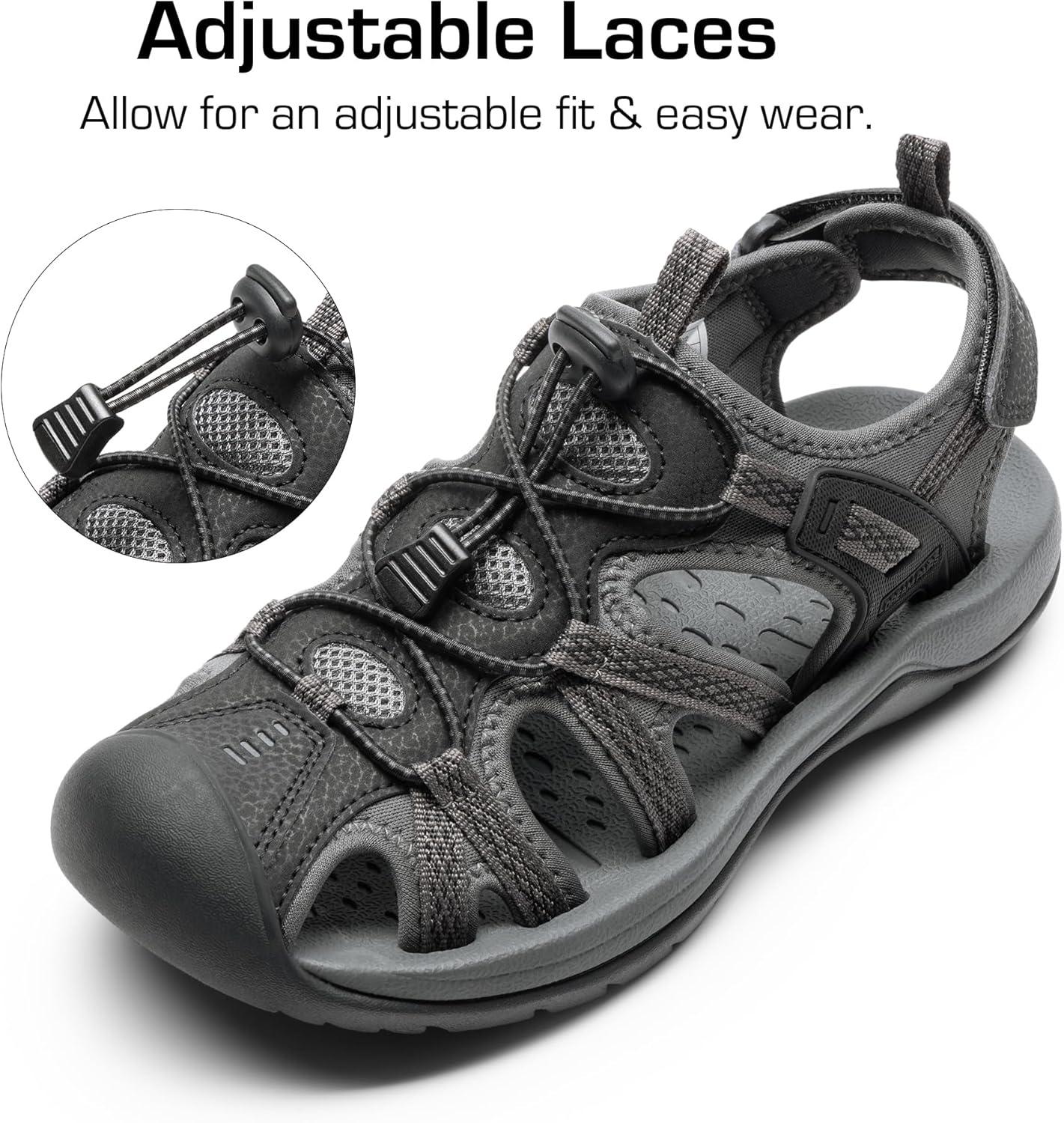 imageDREAM PAIRS Womens Hiking Sandals Adventurous Summer Sports Shoes OutdoorBlackDark Grey