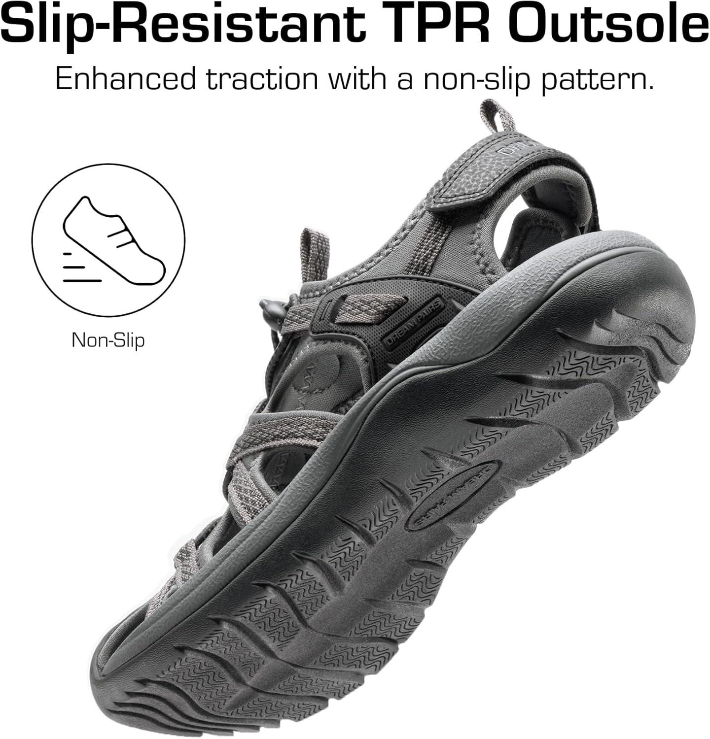 imageDREAM PAIRS Womens Hiking Sandals Adventurous Summer Sports Shoes OutdoorBlackDark Grey