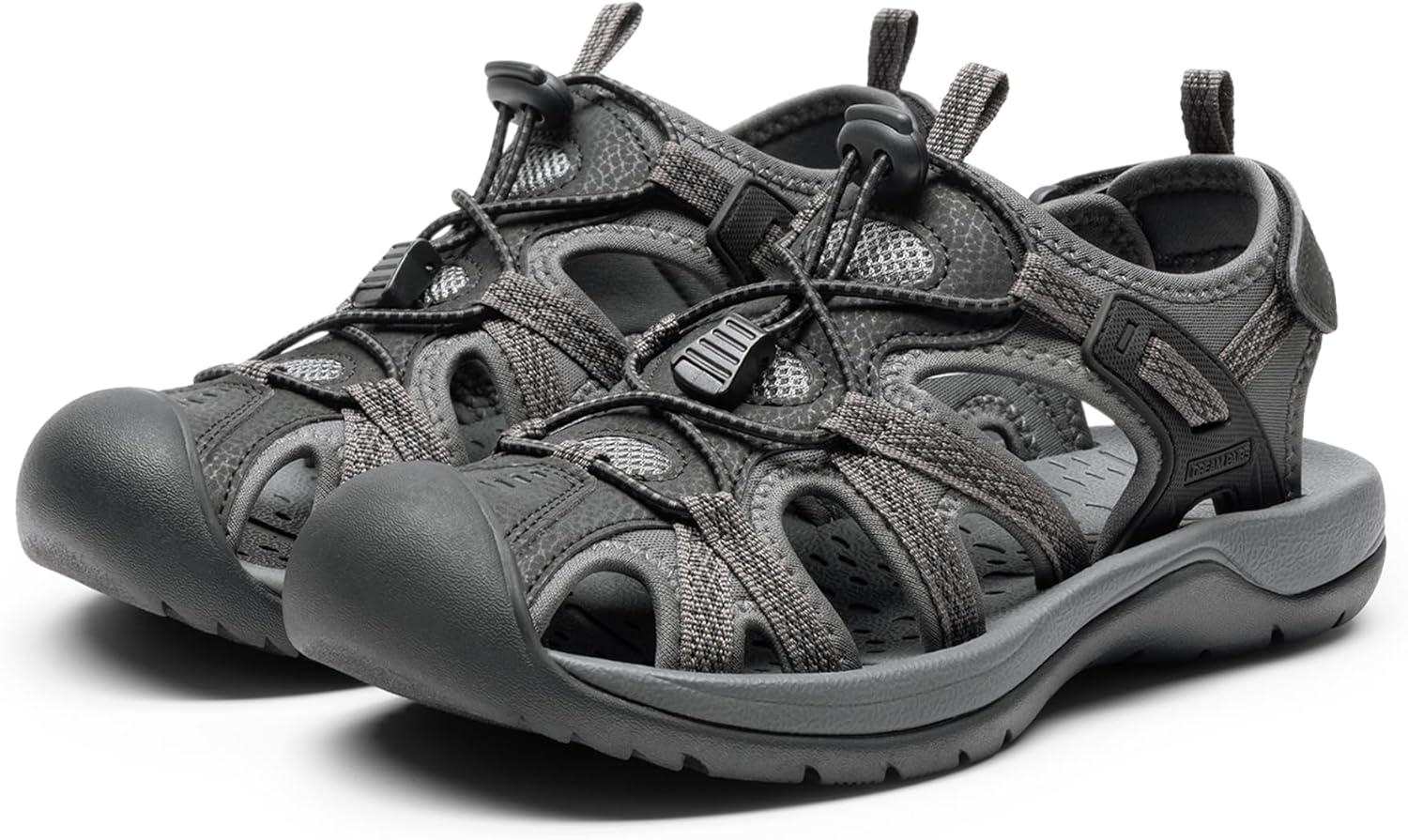 imageDREAM PAIRS Womens Hiking Sandals Adventurous Summer Sports Shoes OutdoorBlackDark Grey