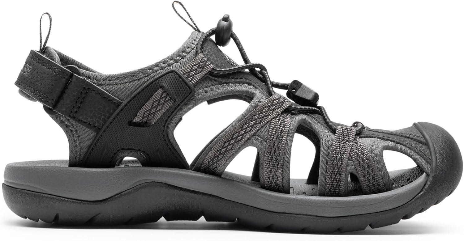 imageDREAM PAIRS Womens Hiking Sandals Adventurous Summer Sports Shoes OutdoorBlackDark Grey