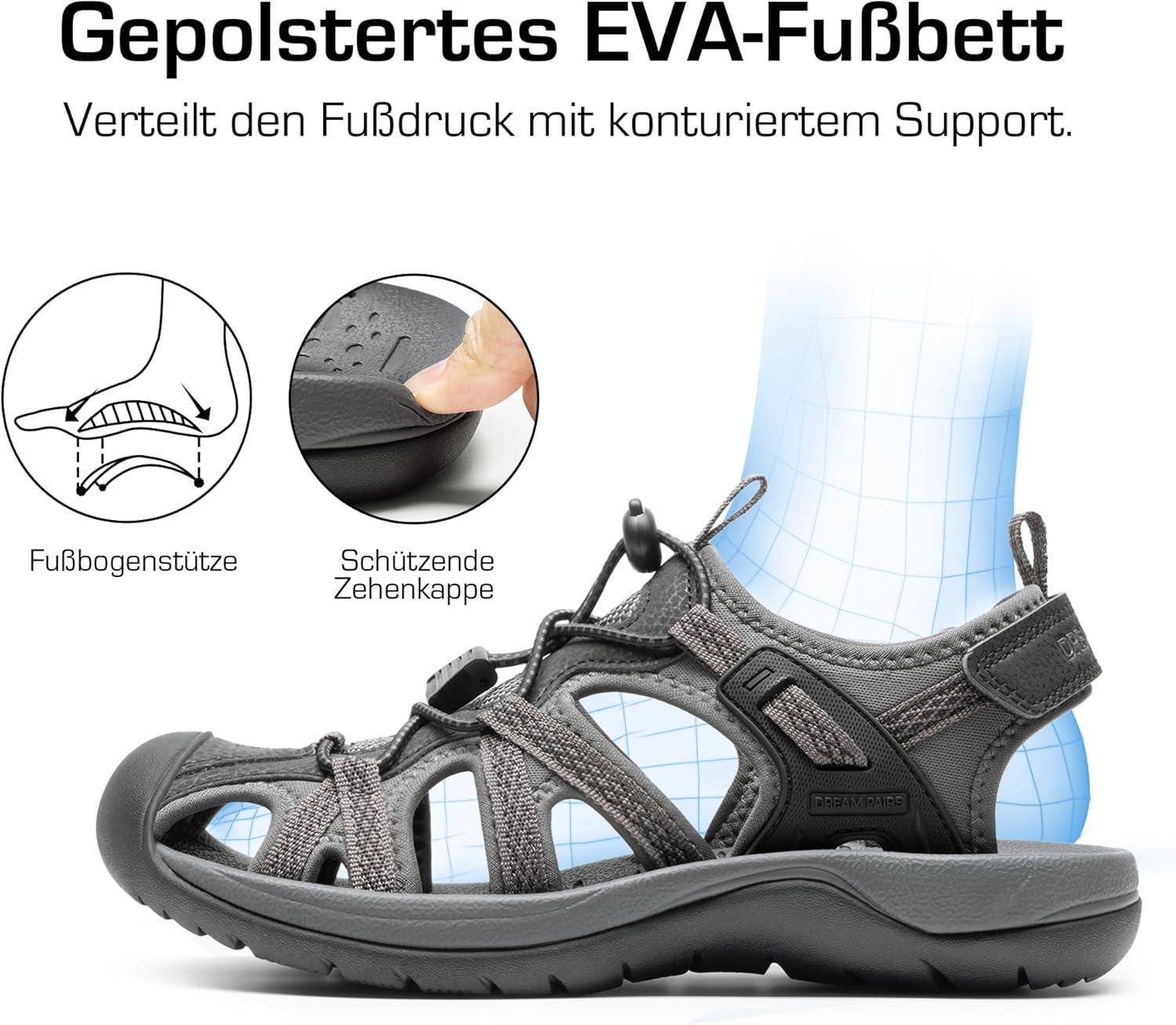 imageDREAM PAIRS Womens Hiking Sandals Adventurous Summer Sports Shoes OutdoorBlackLight Grey