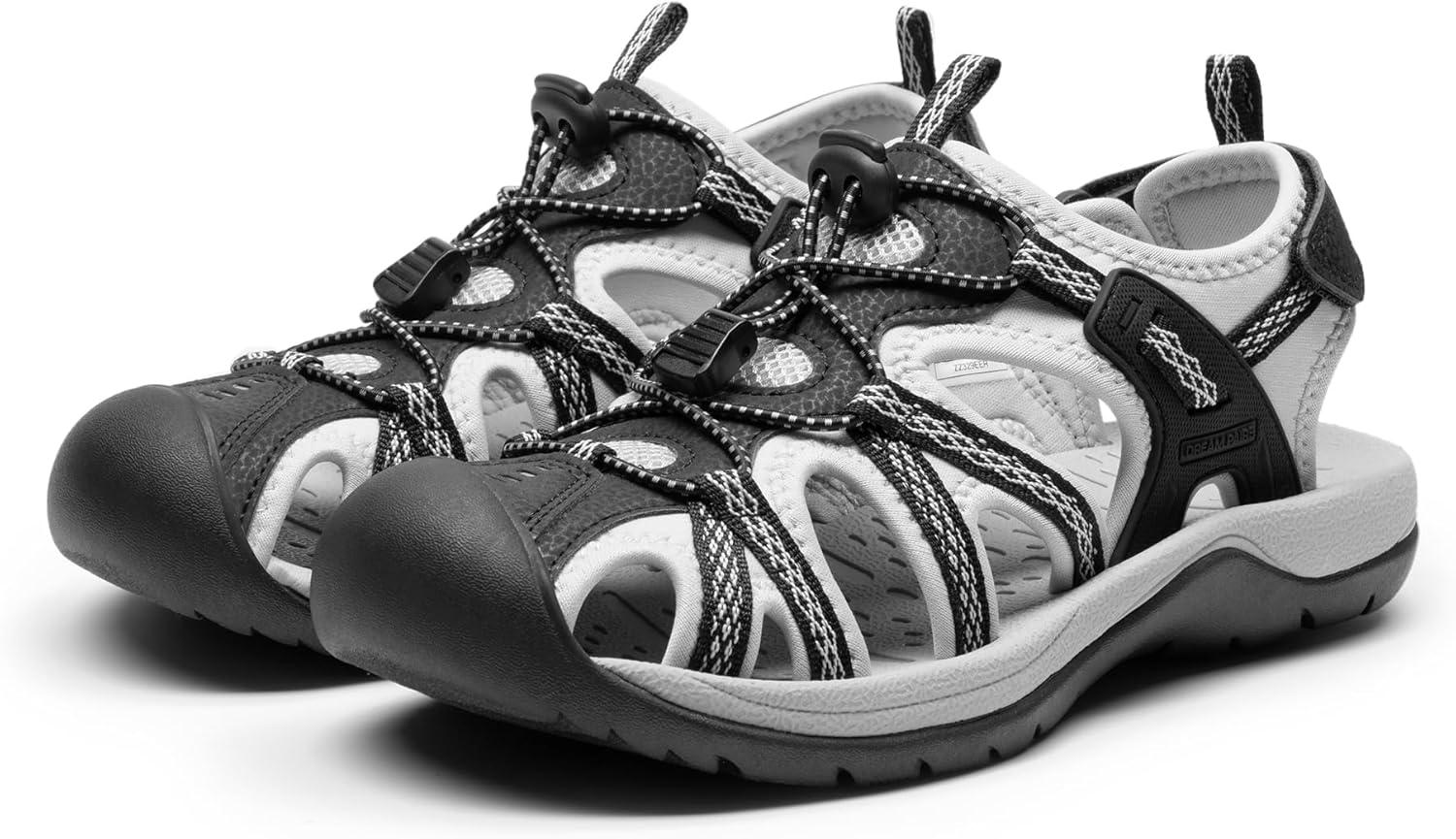 imageDREAM PAIRS Womens Hiking Sandals Adventurous Summer Sports Shoes OutdoorBlackLight Grey