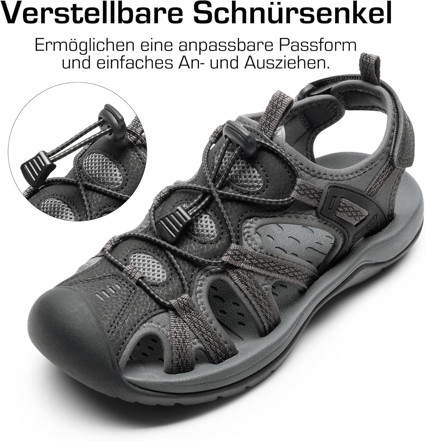 imageDREAM PAIRS Womens Hiking Sandals Adventurous Summer Sports Shoes OutdoorBlackLight Grey
