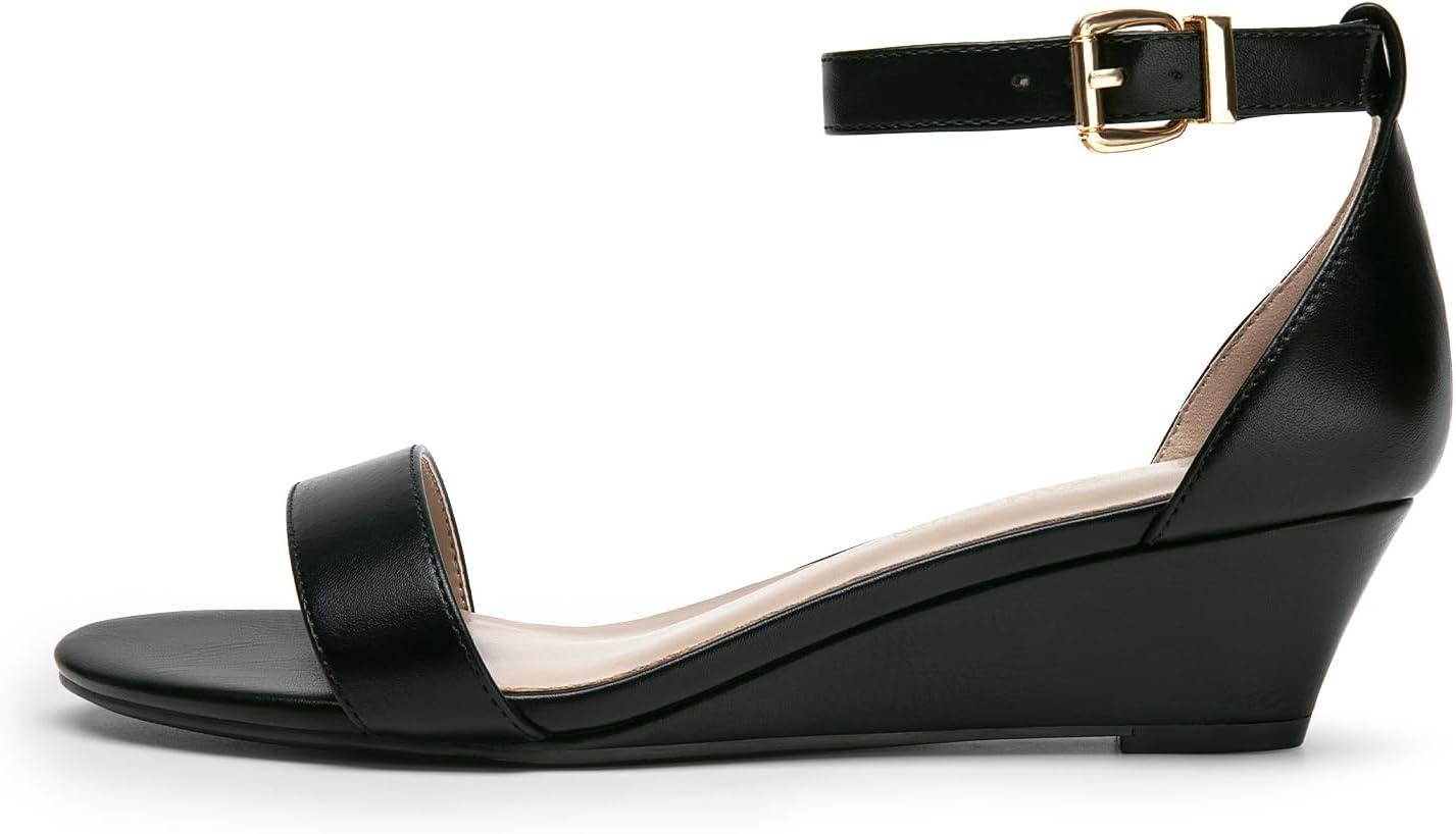 imageDREAM PAIRS Womens Ingrid Ankle Strap Low Wedge SandalBlack