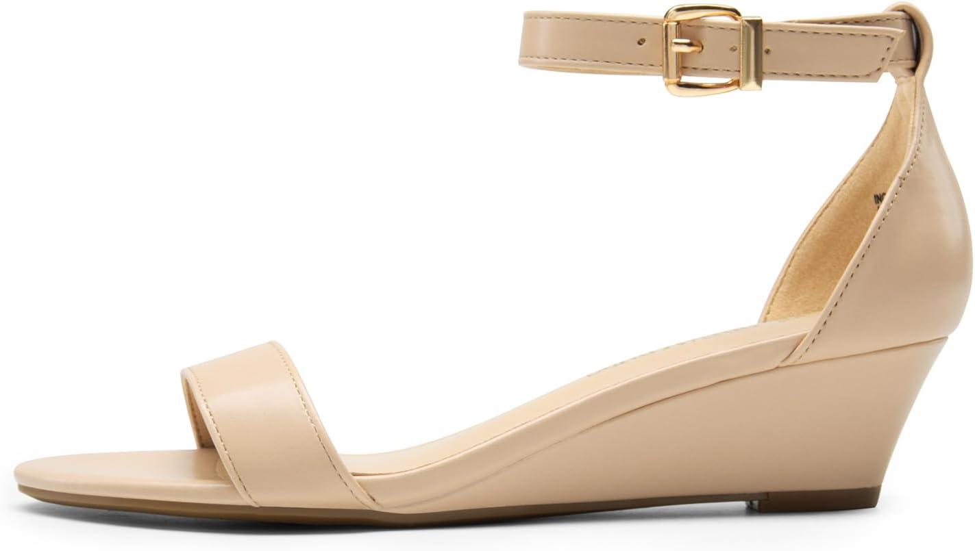 imageDREAM PAIRS Womens Ingrid Ankle Strap Low Wedge SandalNudepu1