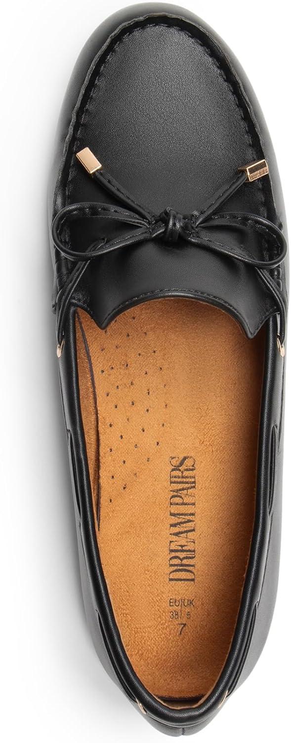imageDREAM PAIRS Womens Loafers Comfortable Dressy Slipon Business Casual Work Shoes BowKnot Office Driving Round Toe Flats LoafersBlack