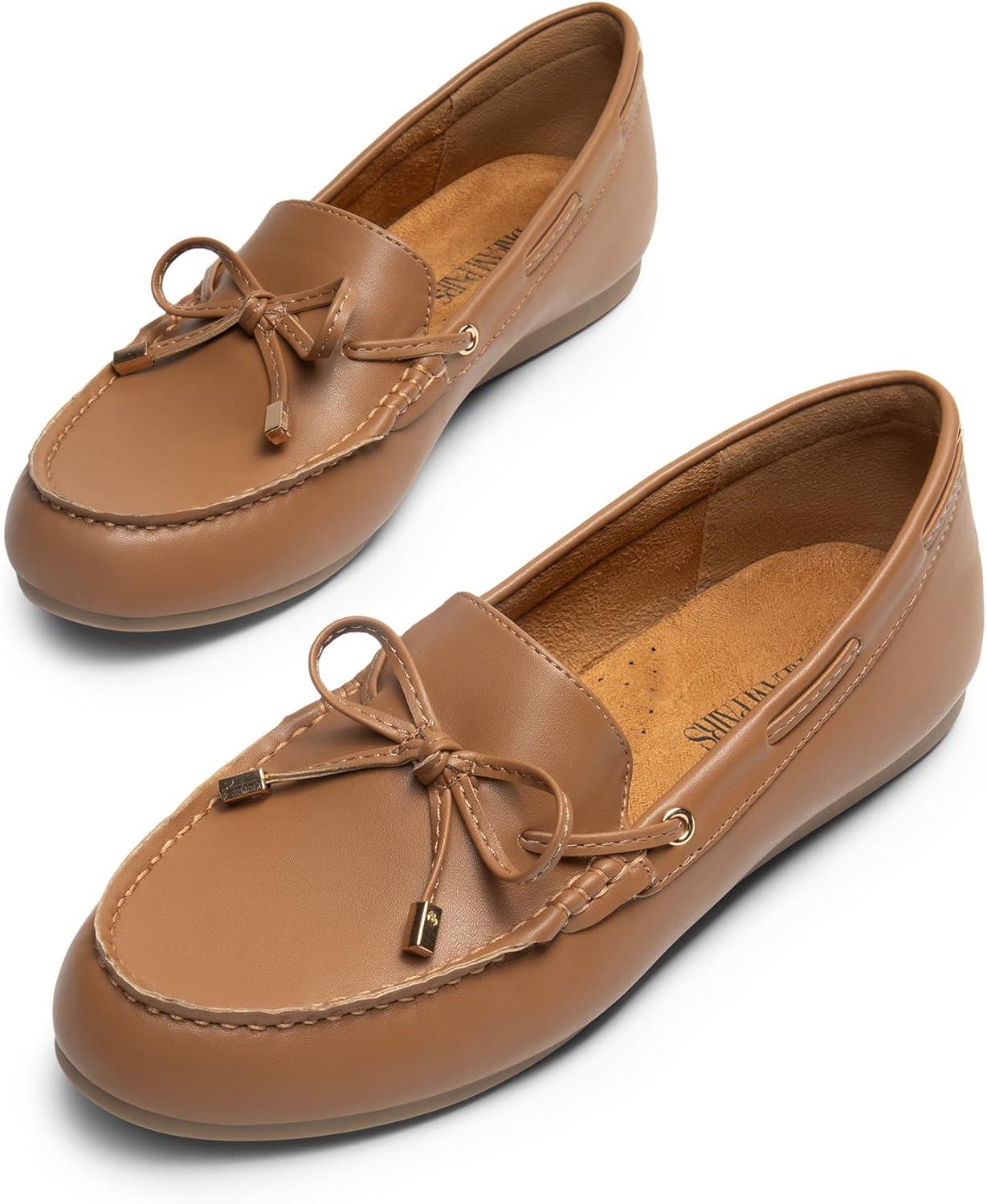 imageDREAM PAIRS Womens Loafers Comfortable Dressy Slipon Business Casual Work Shoes BowKnot Office Driving Round Toe Flats LoafersTan