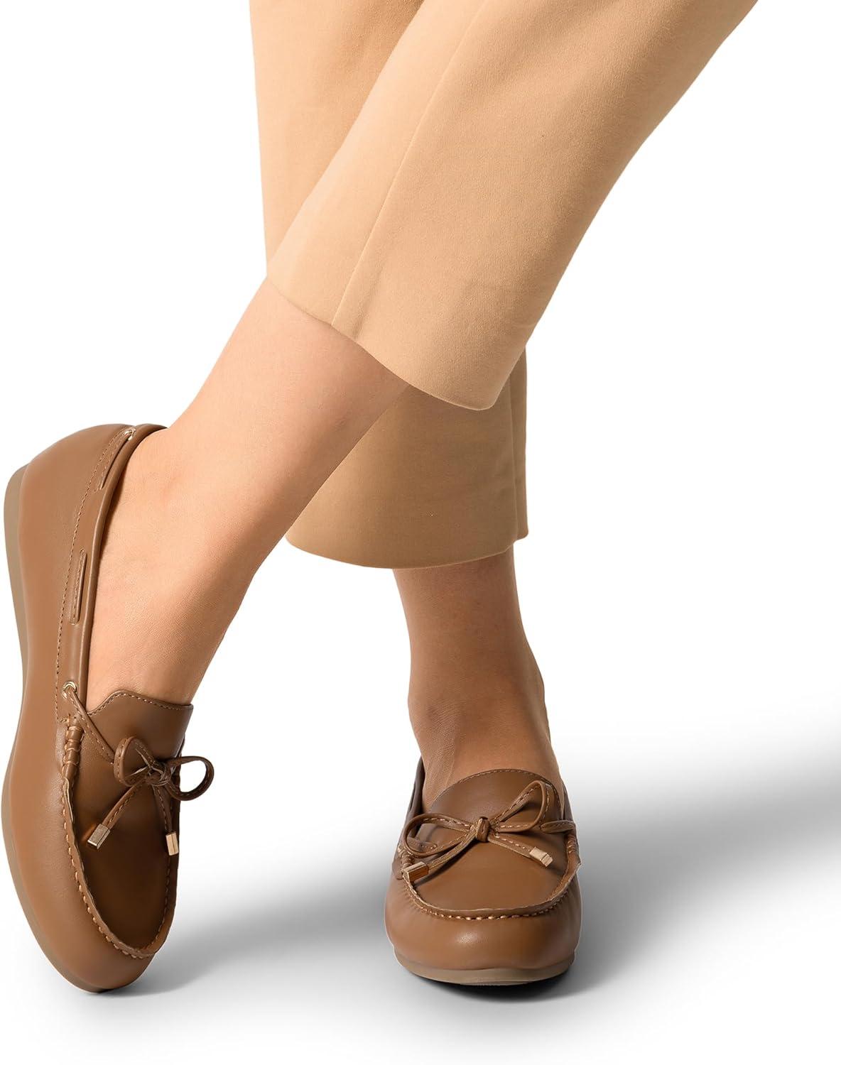 imageDREAM PAIRS Womens Loafers Comfortable Dressy Slipon Business Casual Work Shoes BowKnot Office Driving Round Toe Flats LoafersTan