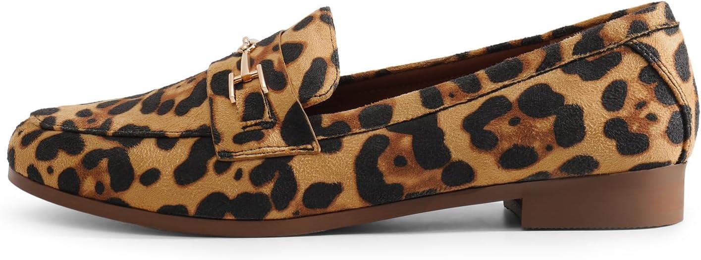 imageDREAM PAIRS Womens Loafers Penny Loafers Fashion Comfortable Flats Dressy ShoesLeopardsuede