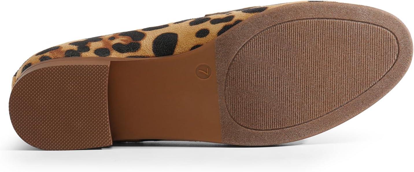 imageDREAM PAIRS Womens Loafers Penny Loafers Fashion Comfortable Flats Dressy ShoesLeopardsuede