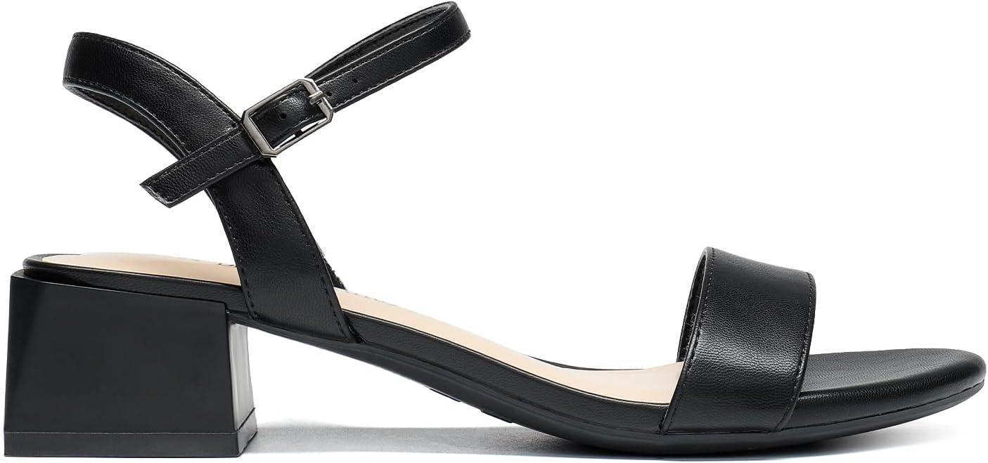 imageDREAM PAIRS Womens Low Heels for Women Classic Open Toe Ankle Strap Block Chunky Heel Sandals Holiday Party Wedding Dress Pumps ShoesBlackpu